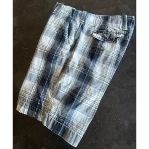 Plugg Co. Men's Plaid Shorts Size 38 Blue Gray White Casual Summer‎